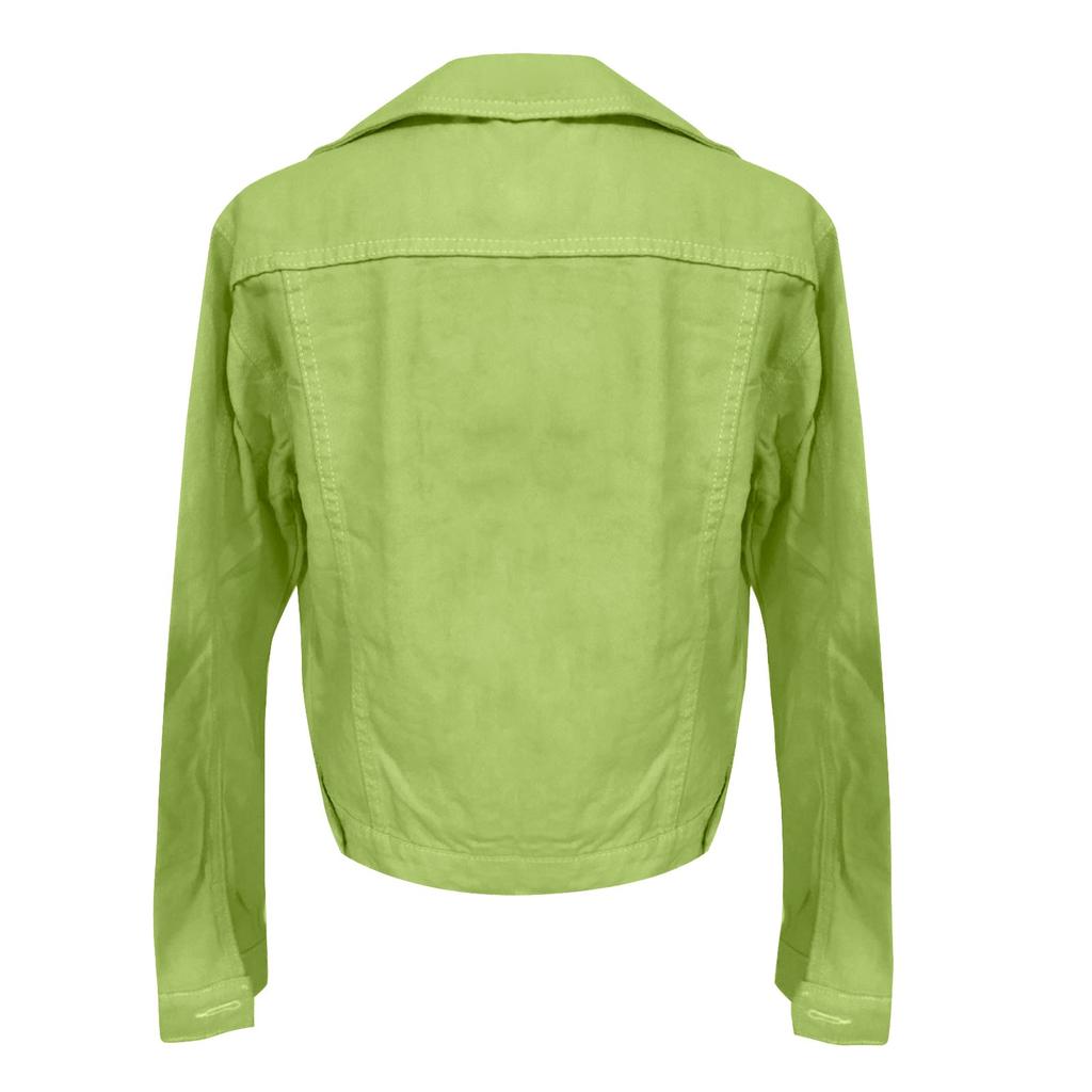 Модная женская однотонная джинсовая куртка на пуговицах, повседневная джинсовая одежда