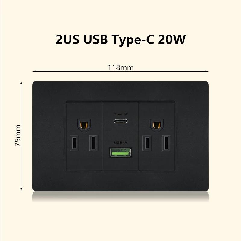 Италия Чили Мексика розетка с USB Smart Type-c 20 Вт быстрая зарядка настенная вилка, Бразилия электрический выключатель света двойная usb розетка