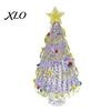 Festive Desk Decoration Hand Blown Glass Christmas Tree Figurine with Golen Star, Atmosphere Decor Mini Xmas Ornament, Handmade Desktop Holiday