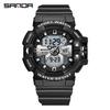 Sanda 3129 Китай Многофункциональные Новинки Мужские Цифровые Часы для Активного Отдыха Водонепроницаемые Часы со Светящимися Стрелками на ТПУ Ремешке для Мужчин