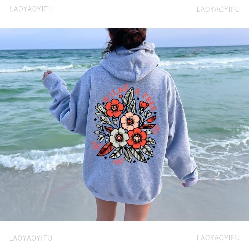 Wild and Free Hoodie 2026 Women's Boho Style Autumn/Winter Warm Sweatshirt Nature Lover Unisex Hoodie Floral Jumper Clothing