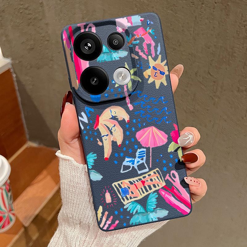 Мультяшный чехол-пенал для отпуска для Xiaomi Redmi Note 14 13 Pro 5G 4G 12 11 Чехол для Xiaomi 14T 13T 11T Pro Силиконовый чехол с текстурой кожи