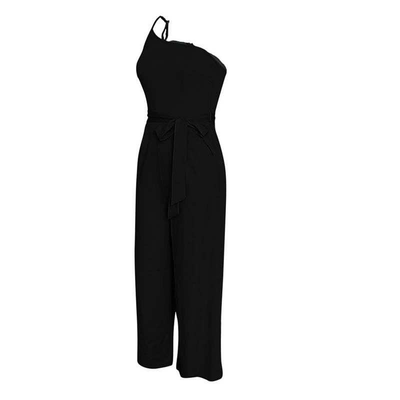 Off Shoulder Strap Jumpsuit Women's Spring Summer Temperament Commuting Solid Color Straight Pants