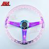 14inch 350MM Acrylic Steering Wheel & Anime Horn Button 6 Holes Neo Chrome Bubble Steering Wheel Depth 71MM PC-ST17ABS
