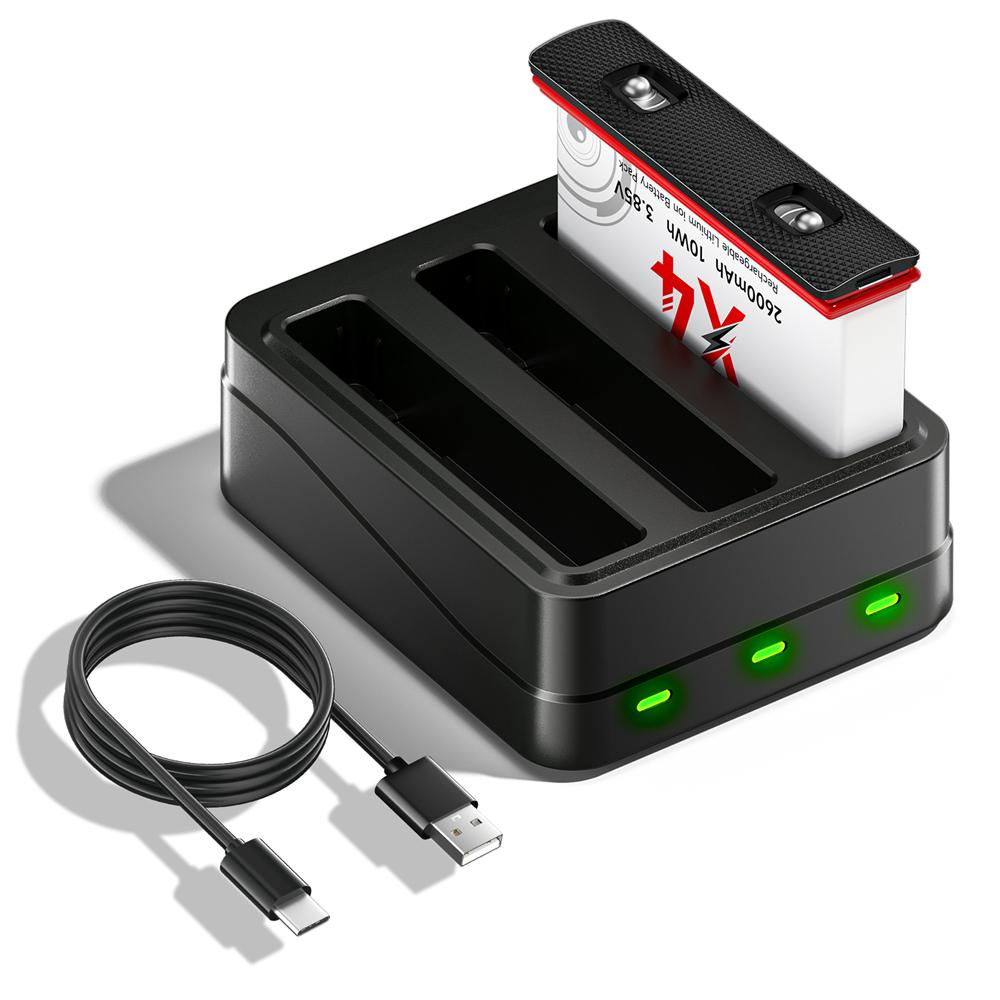 2600 мАч Высокая емкость для аккумулятора камеры Insta360 X4 + 3-слотовое светодиодное быстрое зарядное устройство для аксессуаров для экшн-камеры Insta360 ONE X4
