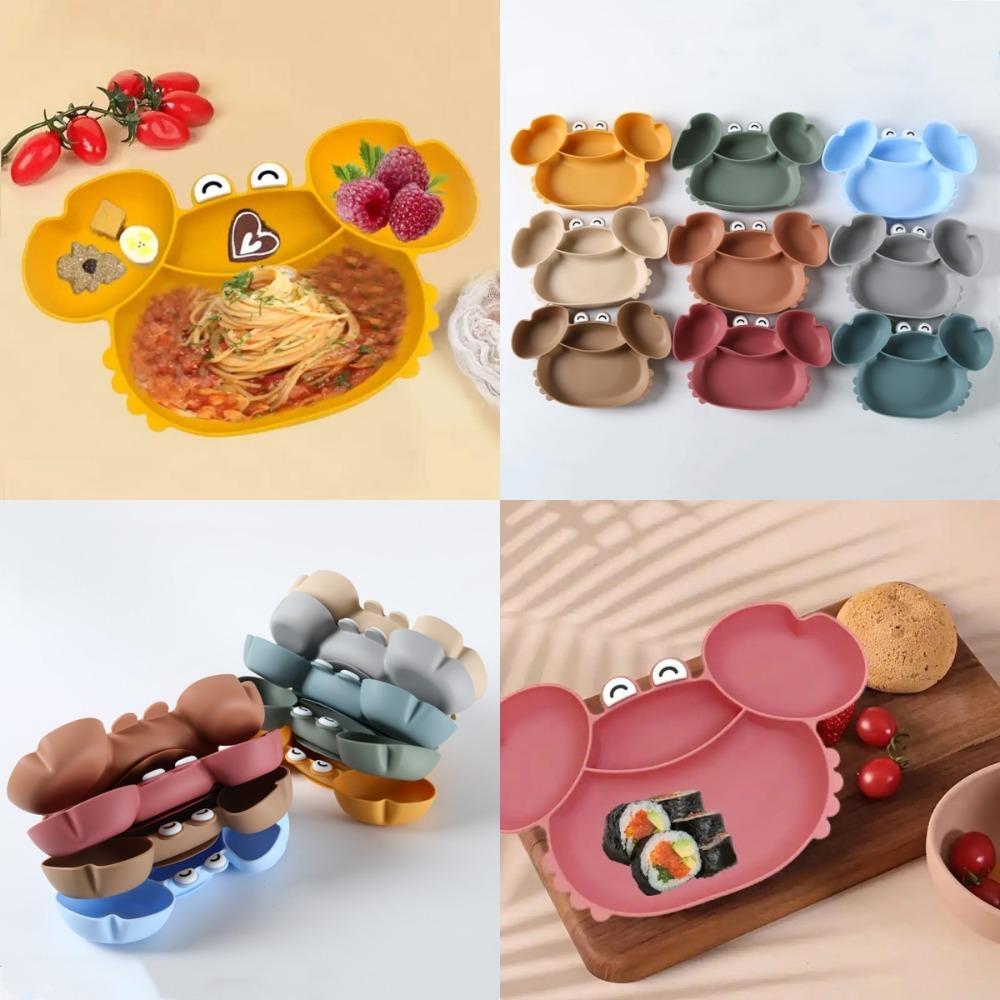 Flexible Baby Compartmentalized Dinner Plate Waterproof Kids Feeding Bowl Tableware  Toddlers