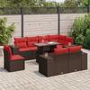 VidaXL Garden Lounge Set with Cushions 9pcs Brown Wicker Acacia, Outdoor Sofa Set, Garden Lounge, 3326825