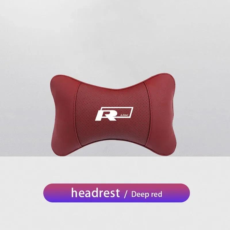 1Pcs Car Seat Headrest Auto Logo Neck Head Pillow Tools For VW R Line GTI Atlas Jetta Touareg Variant Golf Polo Taos PassatAL6