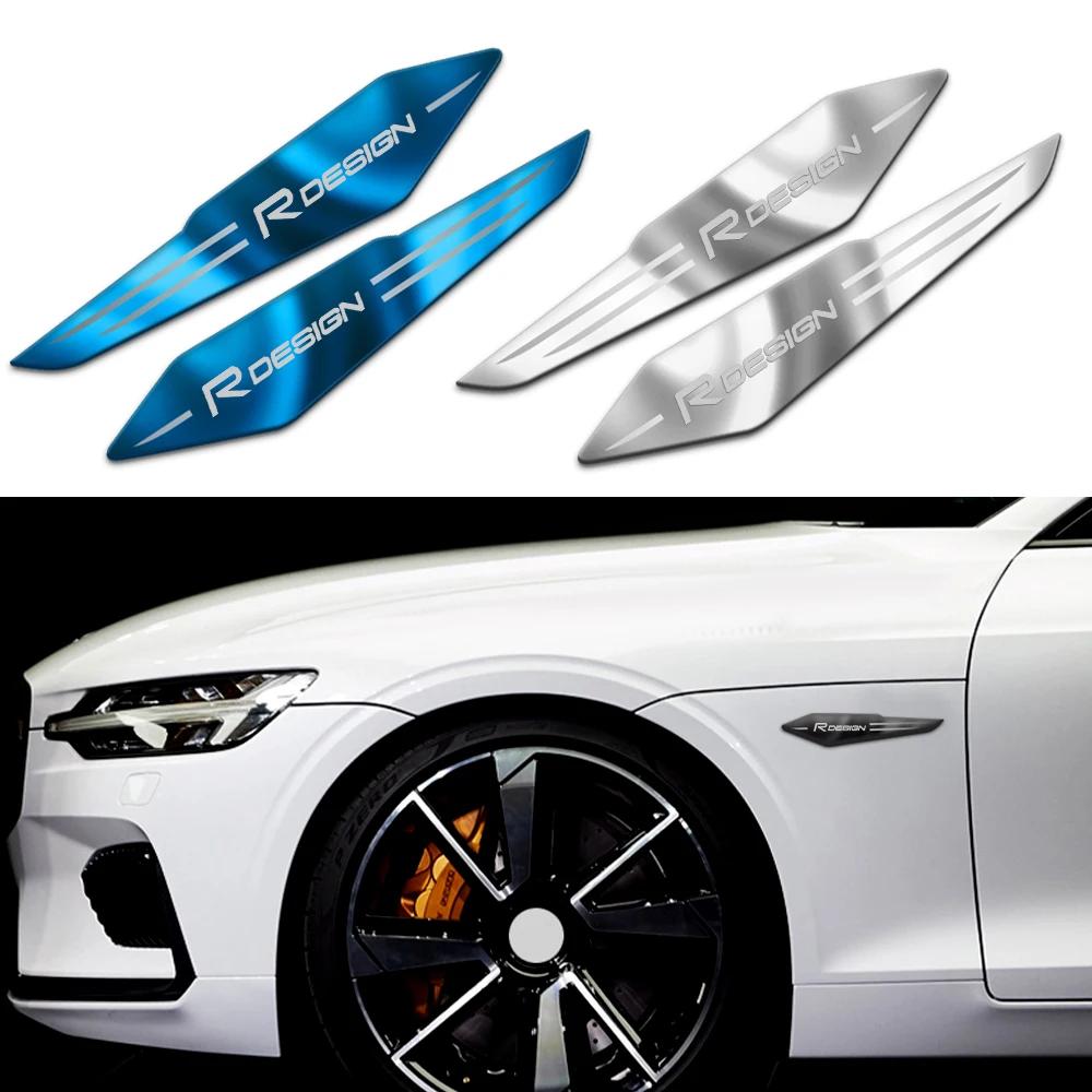For Volvo Rdesign T6 AWD C30 C70 S40 S60 S70 S80 XC60 XC90 2Pcs Car Styling Decal 3D Reflective Metal Body Fender Badge Stickers