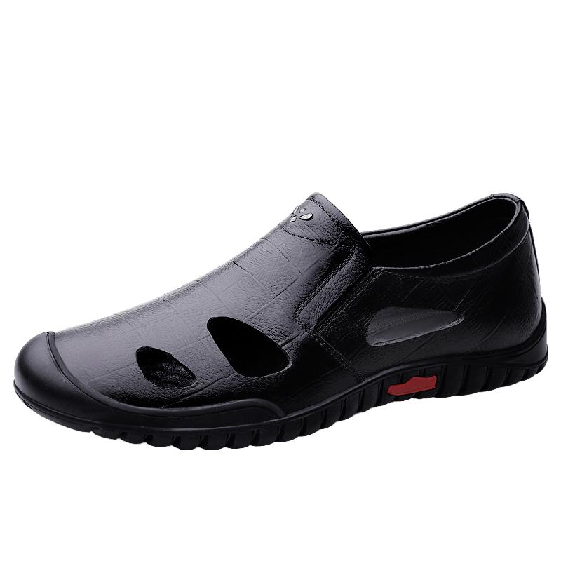 Fashion Summer Hot Selling Breathable Men's Sandals Beach Camping Shoes Hollowed Out Soft Soled Men's Leather Casual Shoes Anti Slip