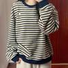Sweatshirt for Women Cotton Loose Oversized Long Sleeve T-Shirt Top Striped Round Neck Casual Pullover Top Sweatshirt