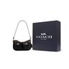 Coach Waverly 24 Double Turn Lock Design Natural Grain Leather Shoulder Bag Medium Women Shoulder Bag Black CDZ20-B4BK