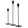 3 Sets Black Candlestick Holder Luxury European Style Round Base Black Metal Candlestick Holders