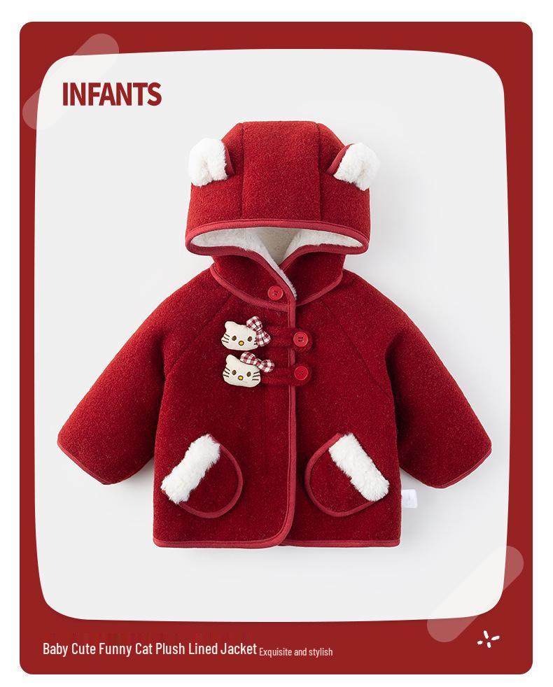 Детская куртка с капюшоном на флисовой подкладке - Стиль Осень/Зима 2025, Густая овечья шерсть, Зимнее пальто для детей.