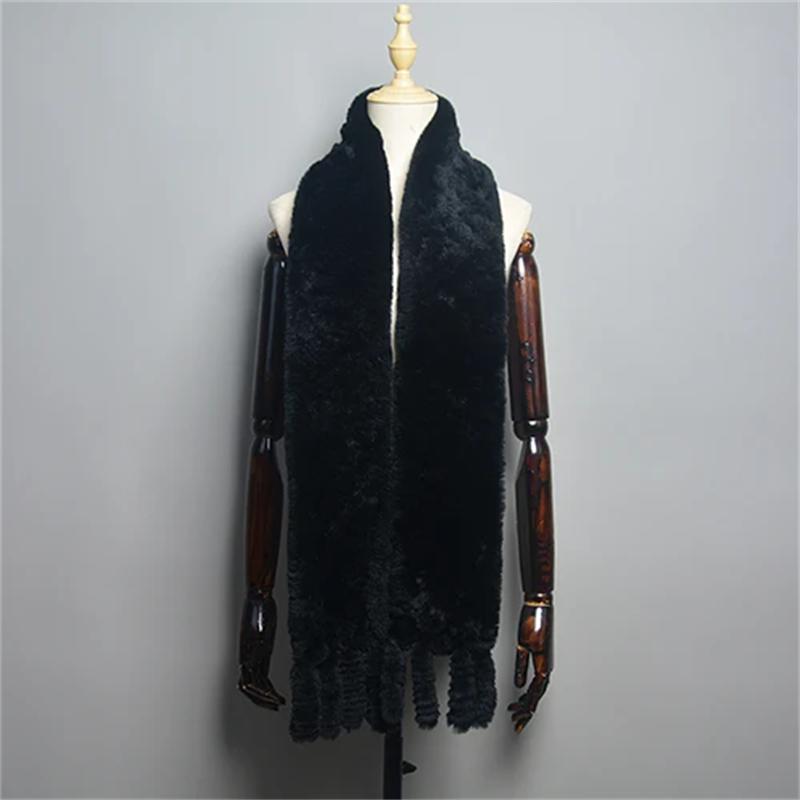 Новый женский шарф из шерсти кролика рекс, длинный шарф из натурального меха, зимний теплый уличный модный шарф из натурального меха
