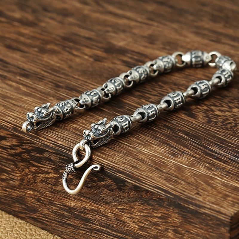 Серебряный модный смеситель с шестью символами, универсальный браслет на запястье для женщин, винтажный трендовый аксессуар, модные украшения