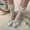 Women's Summer Spring Cotton Socks Thin White Lolita Lace Stocking Black Jk Bow Sweet Mid-leg Calf Socks Sweet Style Girls Gift