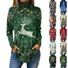 Women Fall Casual Long Sleeve Shirts Sweatshirt Vintage Printed High Neck Top Pullover