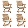 VidaXL Folding Garden Chairs with Cushions 4 Pcs Solid Teak