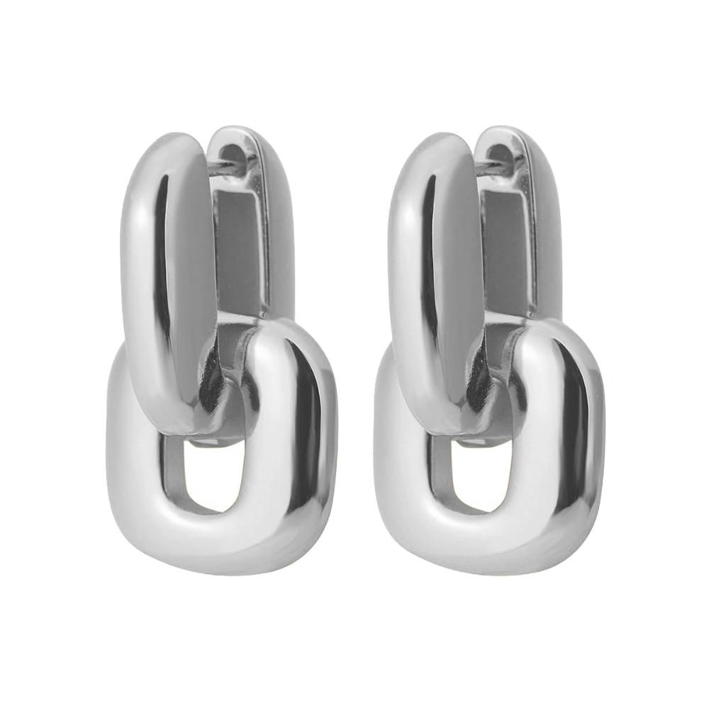 Copper Base Interlocking Earrings Oval Shape Double Loop Earrings  Fashion Accessories