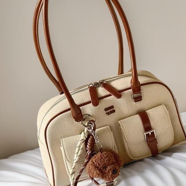 Сумка-подушка в стиле ретро из риса коричневого цвета 2024 года, новая летняя универсальная модная сумка через плечо