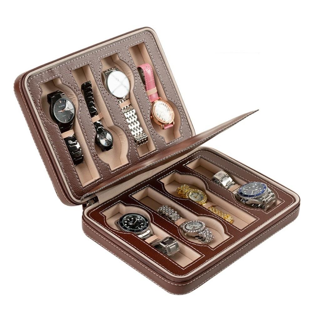 Zippered Design Watch Storage Box PU Leather,Cardboard Travel Watch Case Travel Use