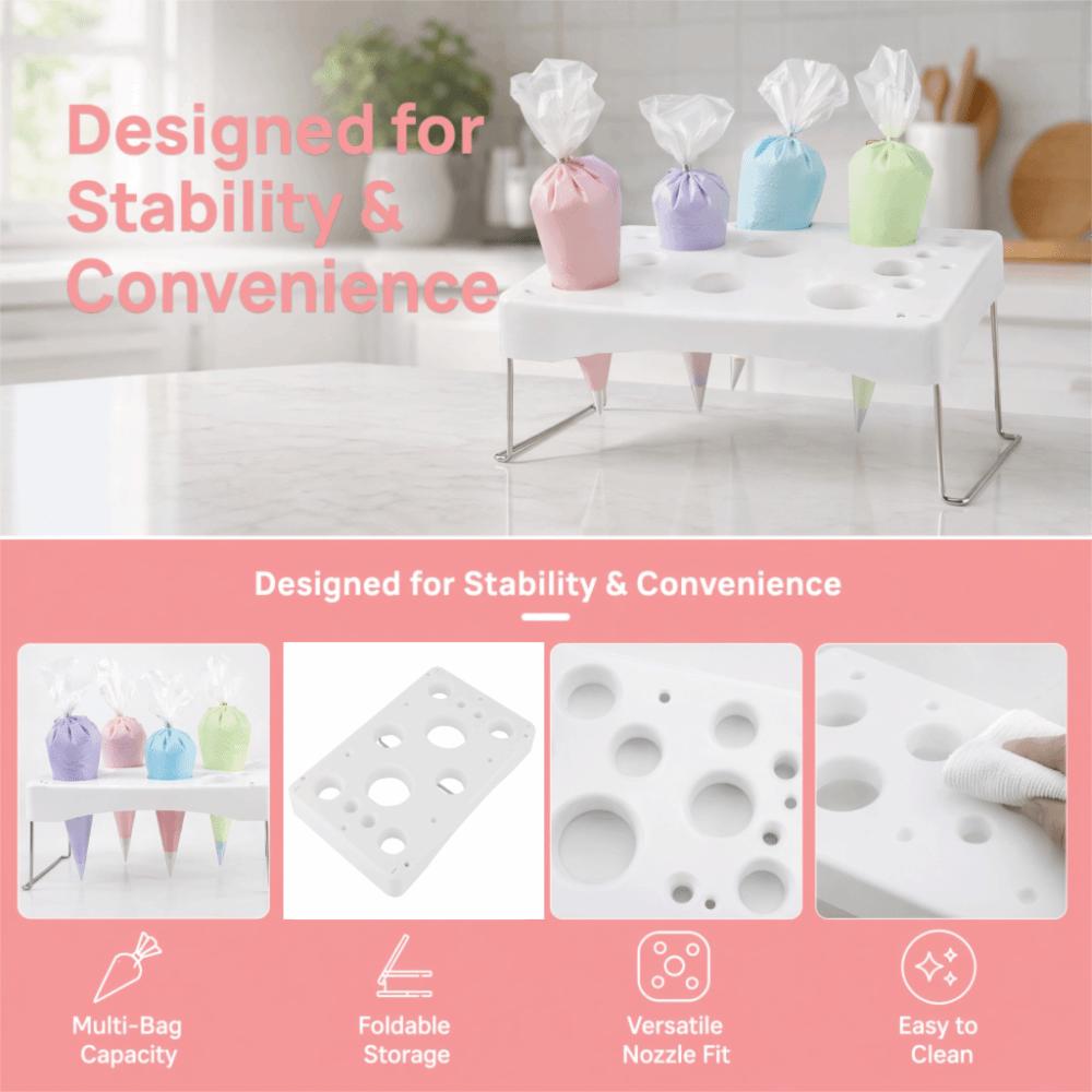 Stainless Steel Piping Bag Holder PP Baking Tool Practical Piping Bag Shelf Kitchen Storage