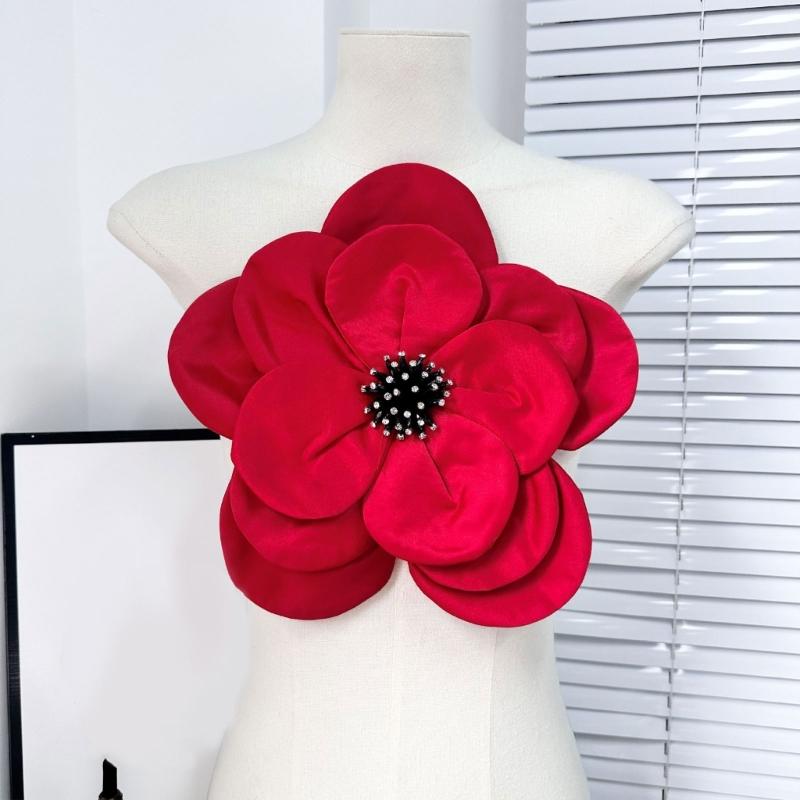 Multi Layer Soft Fabric Large Flower Brooch Stylish Breastpin for Dresses and Tops Floral Shaped Corsage Party Accessory