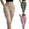 Женские повседневные однотонные карманные облегающие однотонные повседневные капри с эластичной резинкой на талии