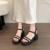 Мода 2025 лето Новые Модные Сандалии на Толстом Каблуке Женские Уличные Износостойкие Нескользящие Шлепанцы Досуг
