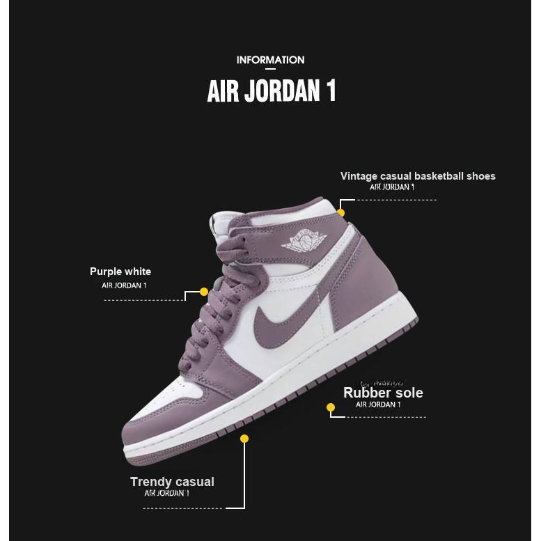 Детские кроссовки Air Jordan 1 Retro High OG GS Mauve фиолетово-белые Sky-J-Mauve FD1437-105