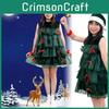 Festival Christmas Skirt Cos Clothing Cake Skirt Sleeveless Xmas Cosplay Party