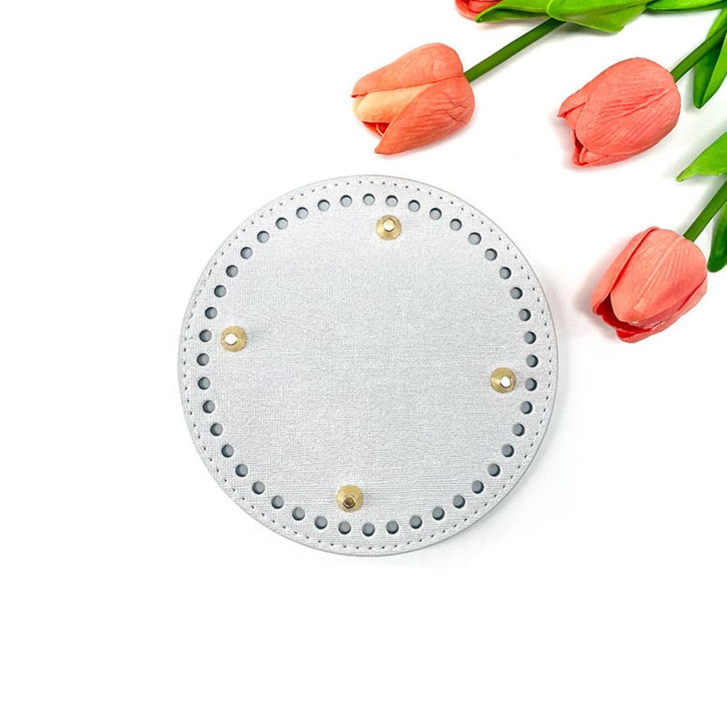 15*15cm Round Bottom For Knitted Bag PU Leather Bag Base with Holes Handmade DIY Crochet Bag Bottom Accessories