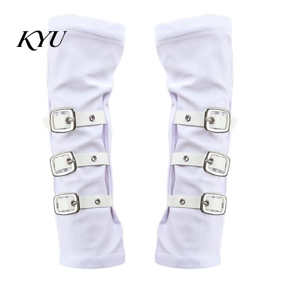 Unisex Fashion Gloves Goth Arm Warmers Fingerless for Women, Punk Metal Buckle Elastic Costume Accessories Warmers, Gothic Steampunk Sleeves, Cosplay
