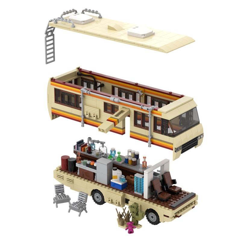Breaking Bad RV Building Blocks Classic Movie Bad Cooking Lab RV Car Bricks Set DIY Vehicle Toy for Children Birthday Gifts