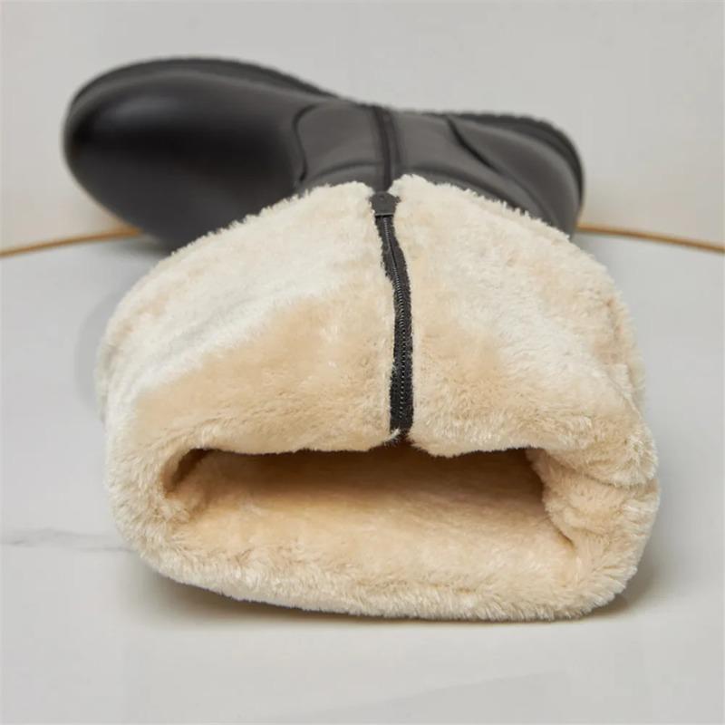 Fashion Winter Warm Pink White Snow Boots Women Shoes 2025 Low Heels Knee High Boots Female Platform Plush Long Boats Mujer Black 34-43