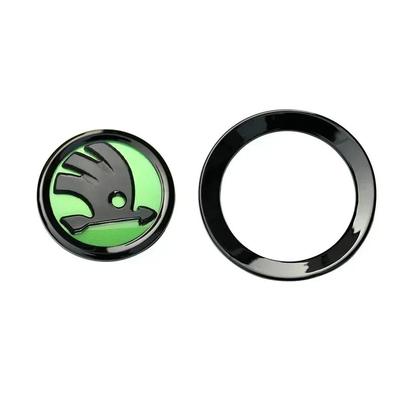 AAAAL1 for Skoda 46MM Car Logo Steering Wheel Sticker Badge Rapid Yeti Superb Octavia Fabia Laura VRS Kodiaq Karoq KAMIQ Scala Citigo