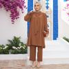 Foulard Collar Women Tunic Pants Double Suit Combine Islamic Muslim Casual Fashion Loose Summer Summer New Season Turkey