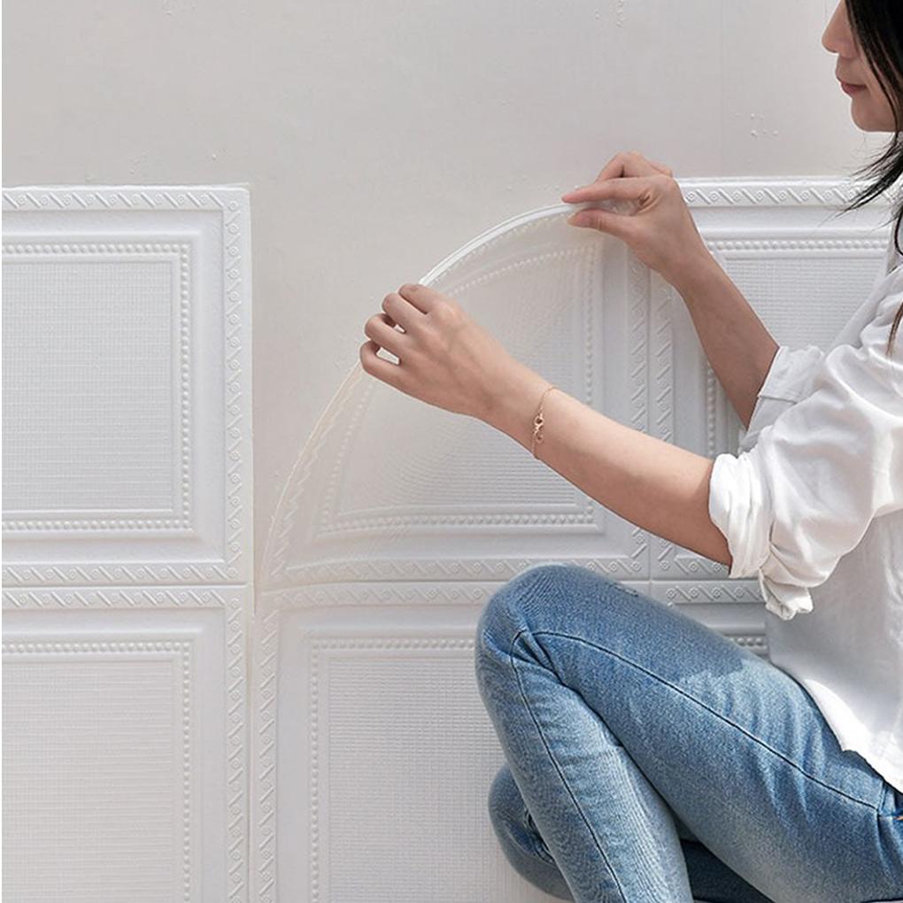 10 штук Самоклеящиеся потолочные плитки Водонепроницаемая пенопластовая панель для DIY домашнего декора 3D пенопластовая наклейка на стену