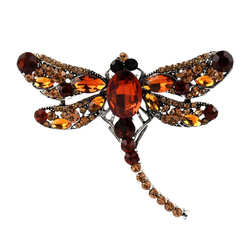 Ретро Большие Хрустальные Броши Стрекозы Женские Цветные Сплавы Насекомые Брошь Булавки Подарки