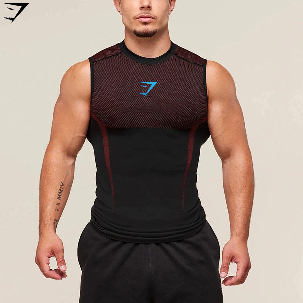 Мужская дышащая облегающая тренировочная жилетка GYMSHARK - с коротким рукавом