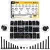 1400 Black Cup Head Half Round Head Hex Screws, Washer Nut Combination Kit.