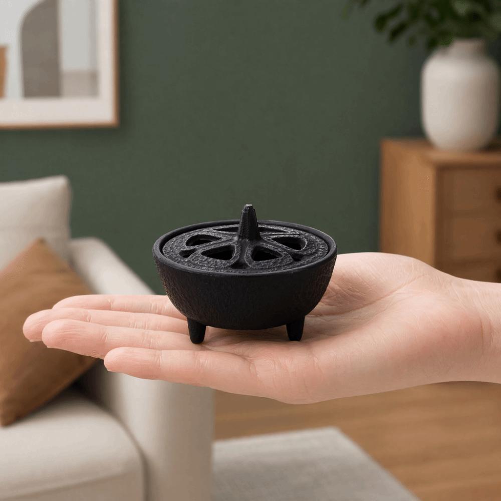 Mini Cast Iron Incense Burner Tripod Heat Resistance Cast Iron Incense Censer Home Decor