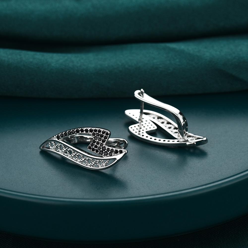 Ювелирные серьги-подвески в форме молнии с черным камнем для женщин