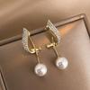 1 пара женских серег, изящный подарок, нежные шикарные блестящие висячие серьги из искусственного жемчуга, модные украшения
