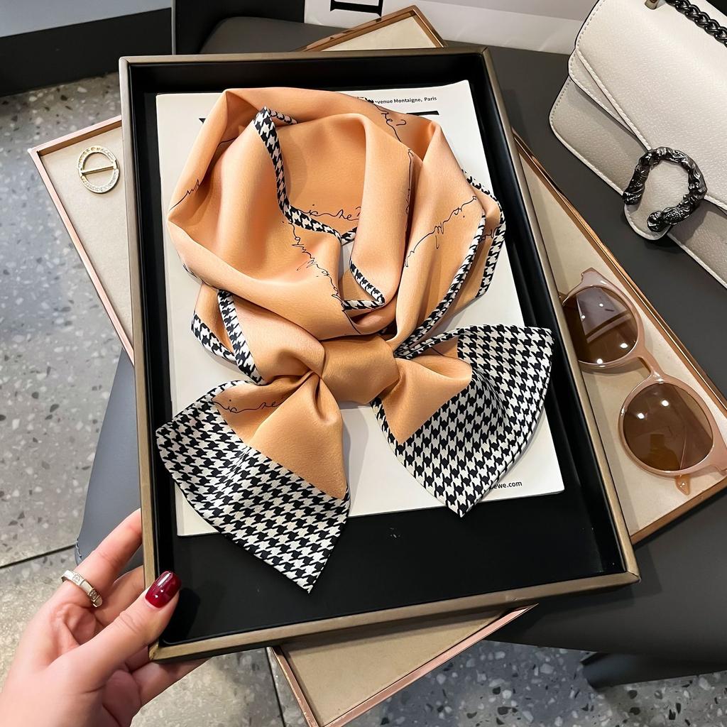 Luxury Summer Long Silk Scarf Female Animal Horse Print Thin Narrow Scarf Bag Hair Band Ribbon Scarfs Women Neckerchief
