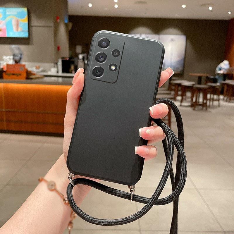 Мягкий ТПУ чехол со шнурком для Samsung Galaxy S25 Edge S24 S23 S22 Ultra S21 S24 FE A56 A52 A53 A54 A55 A16 5G, чехол-кроссбоди с ремешком