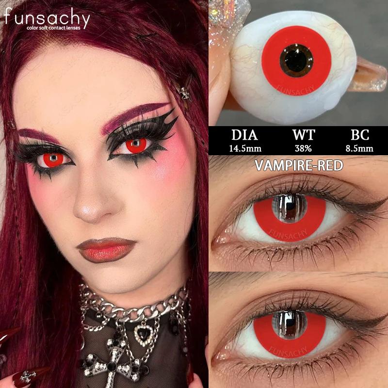 FUNSACHY Blindness Black Cosplay Contact Lenses for Eyes Halloweeen Party Makeup Eye Contacts Yearly Use Beauty Pupils Cosmetics