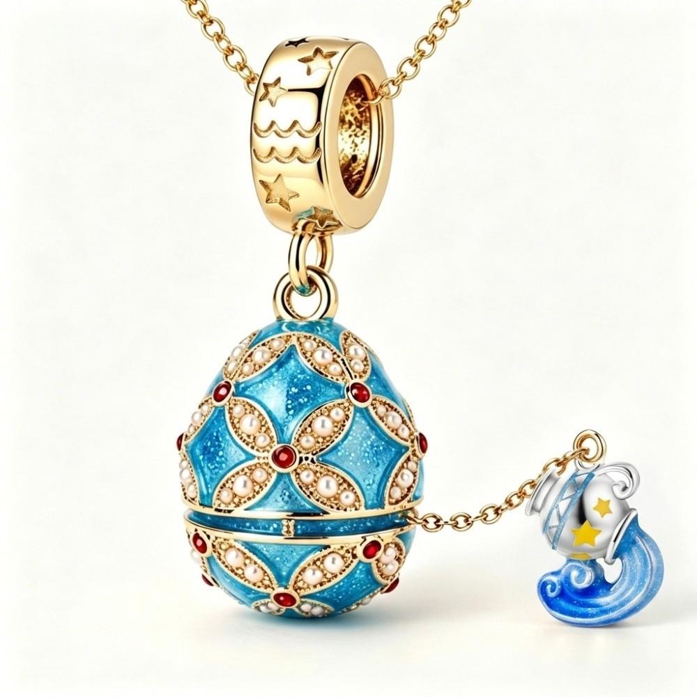 Hollow Locket Russian Egg Necklace New Chinese Style Openable Egg Pendant Women