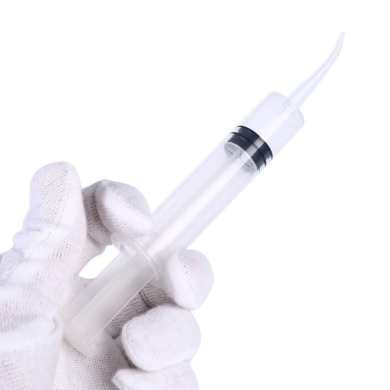 4Pcs/Set 12Ml Disposable Transparent Dental Irrigation Syringe With Curved Tip